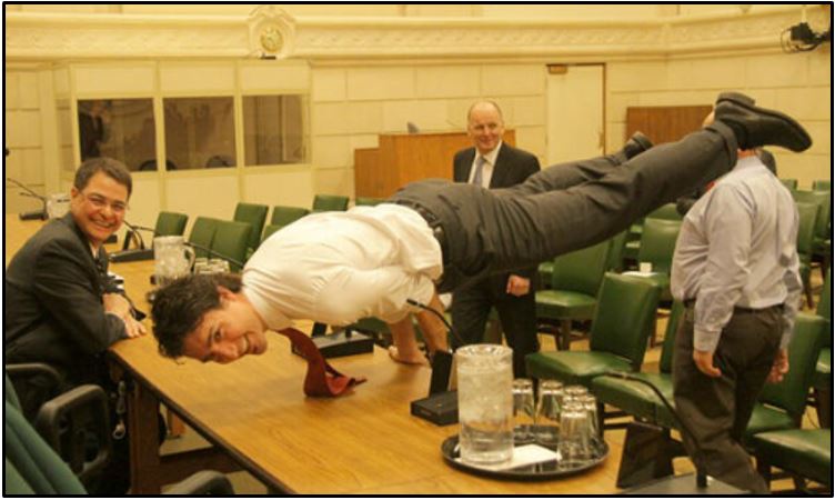 Credit: CTV News In April 2013, then-Member-of-Parliament Justin Trudeau showed his yoga skills during a break at the Canadian legislative house. 