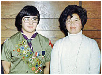 At 17, Eagle Scout Tony Sagami poses with his proud mother, Hiroko, who taught him the value of a good education.